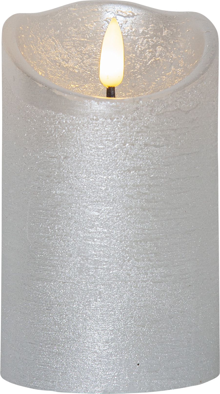 LED Pillar Kerze Flamme Rustic - Indoor, Silber, 12.50 cm Höhe,  Timerfunktion