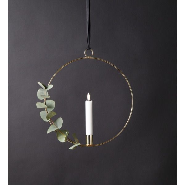 Indoor Decoration Flamme Ring - Indoor, Messing, 30cm Höhe, Timerfunktion