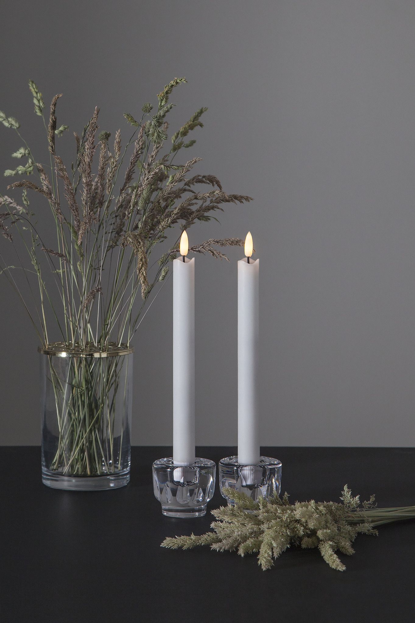 LED Dinner Kerze 2er Pack Flamme - Indoor, Weiss, 25cm Höhe, Timerfunktion