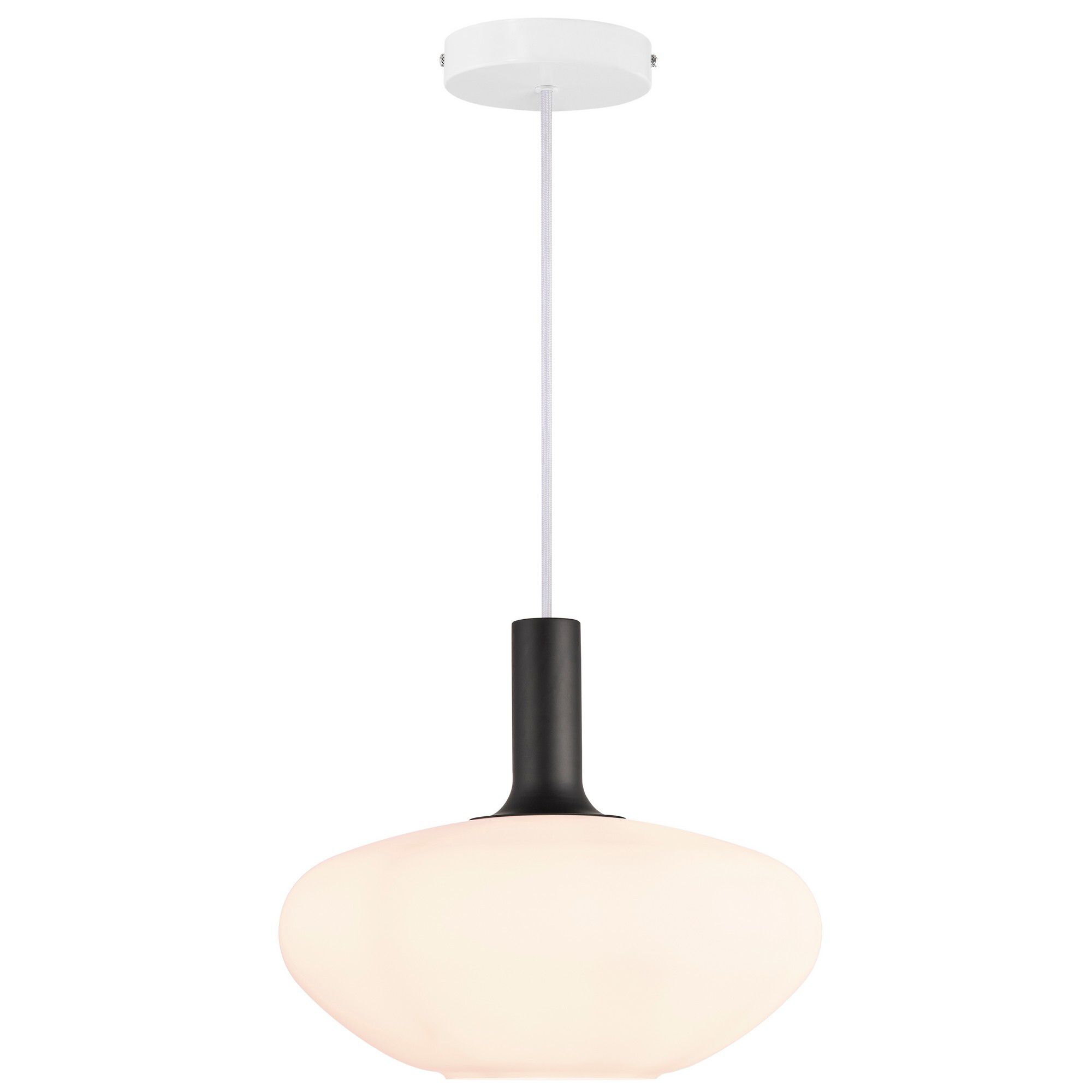 Alton 35 Pendelleuchte - E27 60W schwarz / Opalweiss glas 35cm Durchmesser