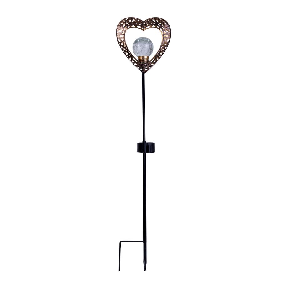 2er-Set LED-Solarleuchte HERZ mit Erdspieß H: 59 cm - IP44, 0.06W, Warmweiss