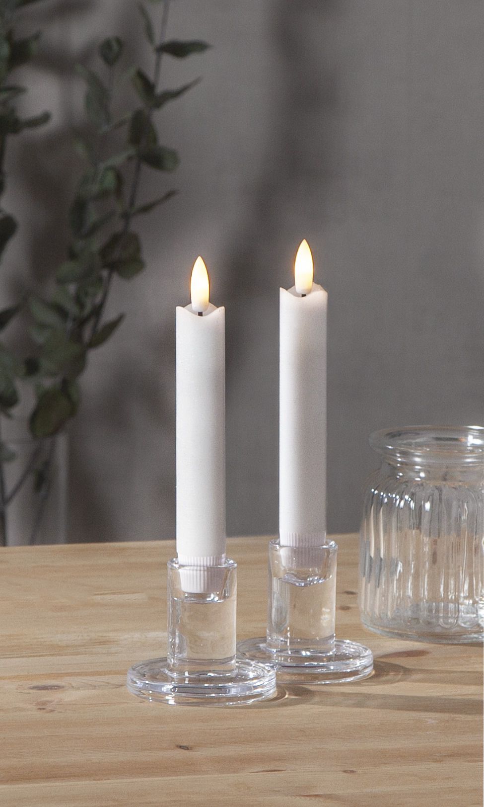 LED Dinner Kerze Flamme - Indoor, Weiss, 15cm Höhe, Timerfunktion