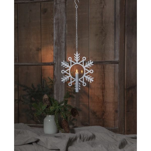 Indoor Dekoration Flamme Snow - Indoor, Weiss, 29cm, Timerfunktion