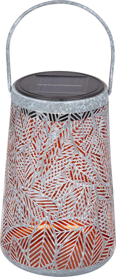 LED Solar / USB-C Metall Laterne FORTUNELLA - AKKU 1x3.2V 400mAH, 2000K , IP44, champagne, Metall, Solar/ USB-C Ladeanschluss, D=110mm, H=180mm