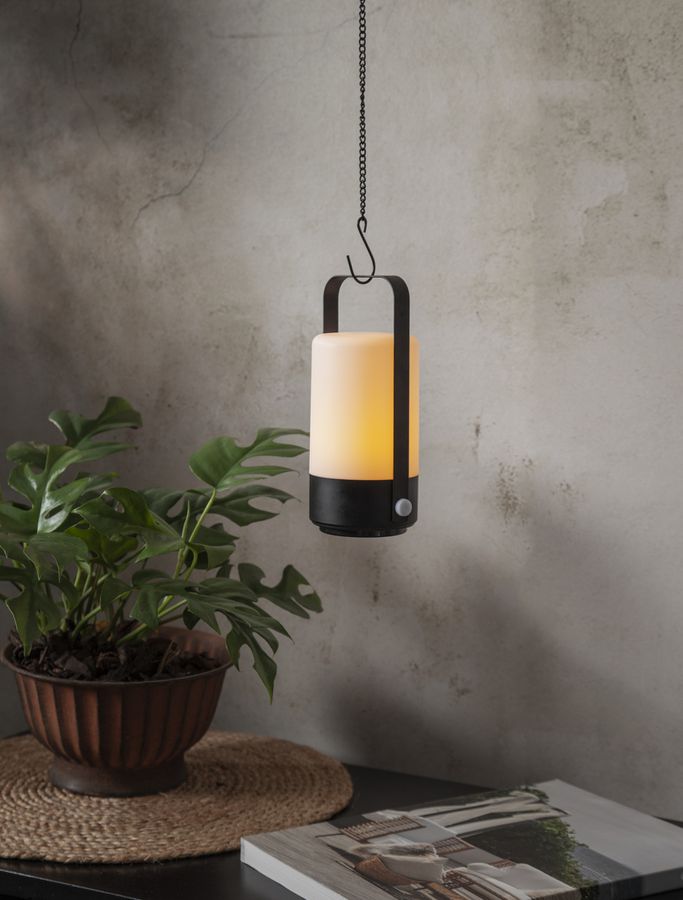 LED Laterne Flame - Outdoor, Schwarz, 19cm Höhe