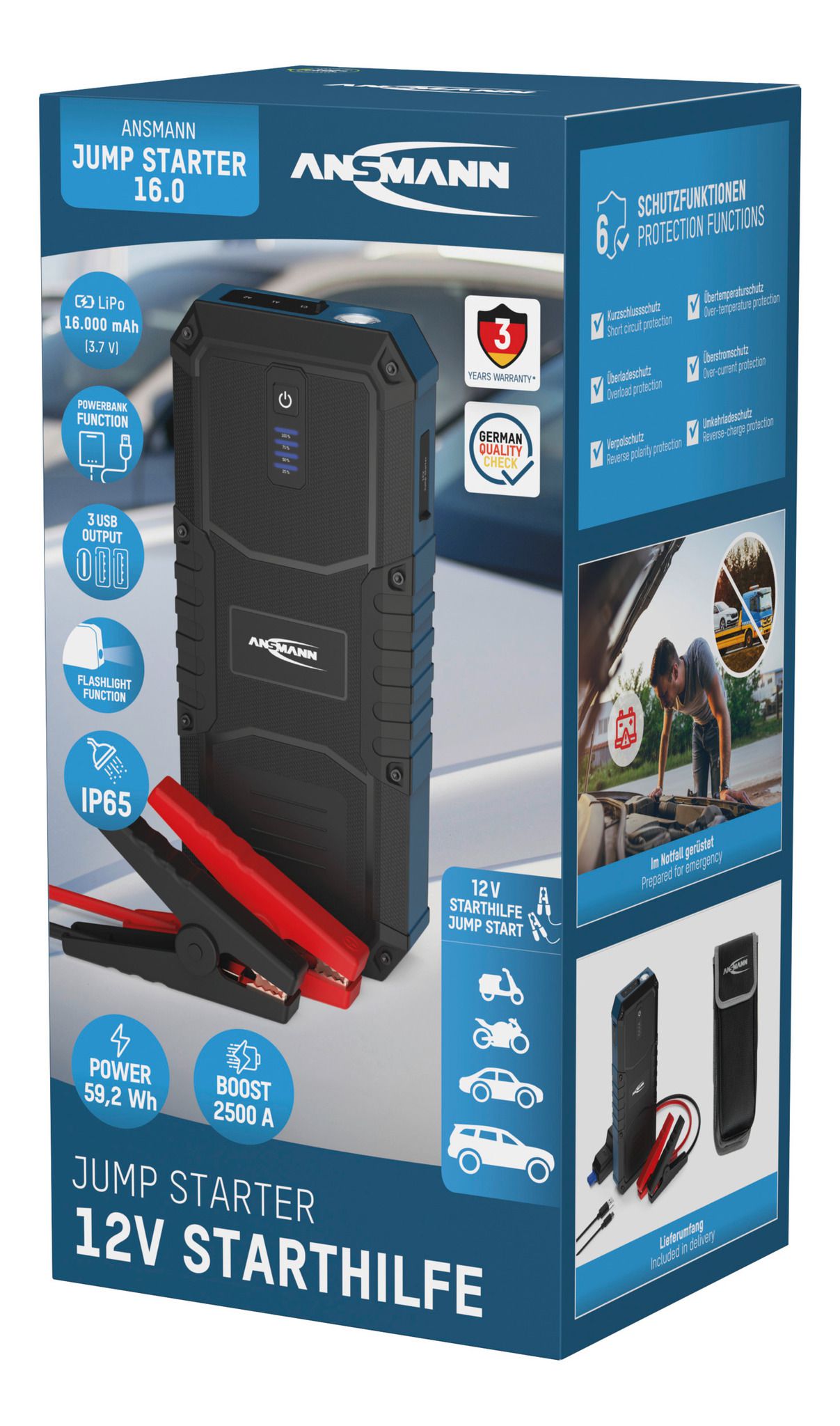 Jump Starter 16.0 - USB,Powerbank, Taschenlampenfunktion
