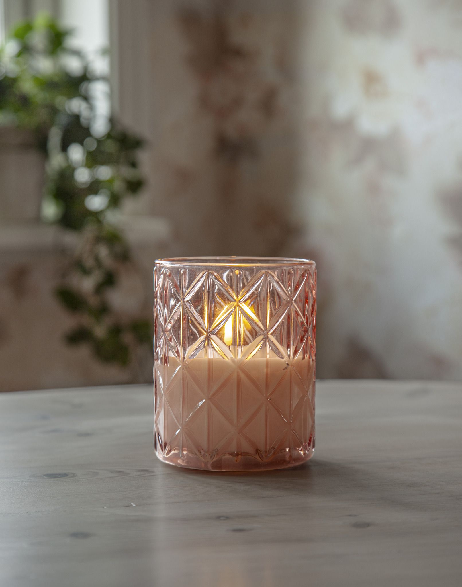LED Kerze Flamme Romb - Indoor, Pink, 12.50 cm Höhe, Timerfunktion