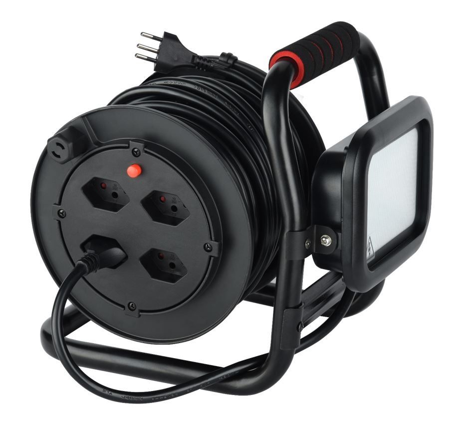 Avvolgicavi - 15m Kabel, H05VV-F 3G1.0, IP20, Thermoschutzschalter, schwarz, LED, 10W, 800lm, 3000K