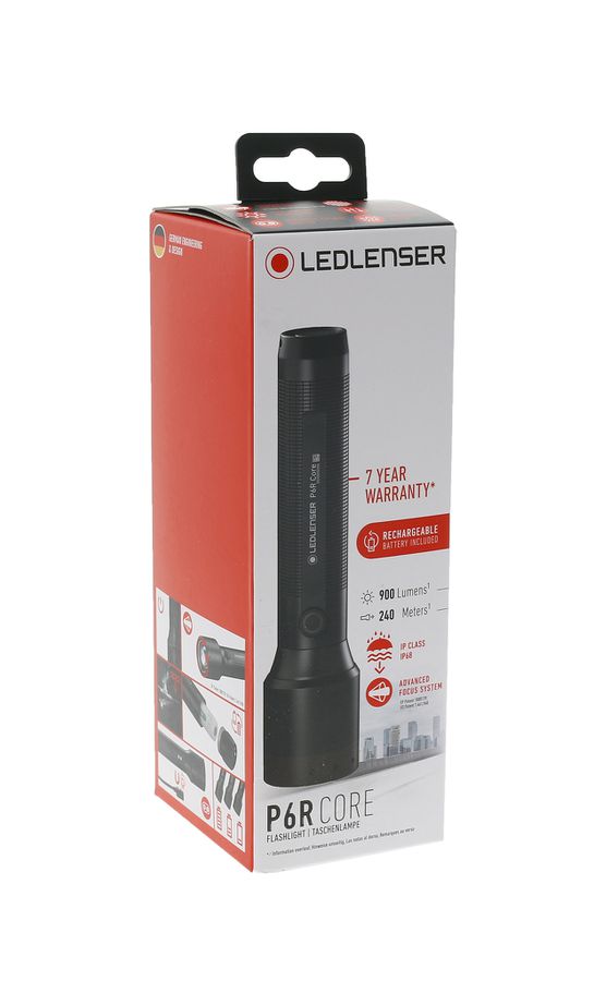 Taschenlampe P6R Core - 6000-7500K, Schwarz, Kopfdurchmesser 3.5 cm