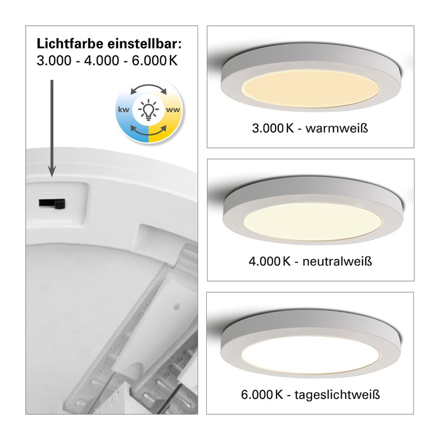LED Deckenleuchte Bonus d: 17cm - LED fest verbaut, 2700-6500K, warm-kaltweiss