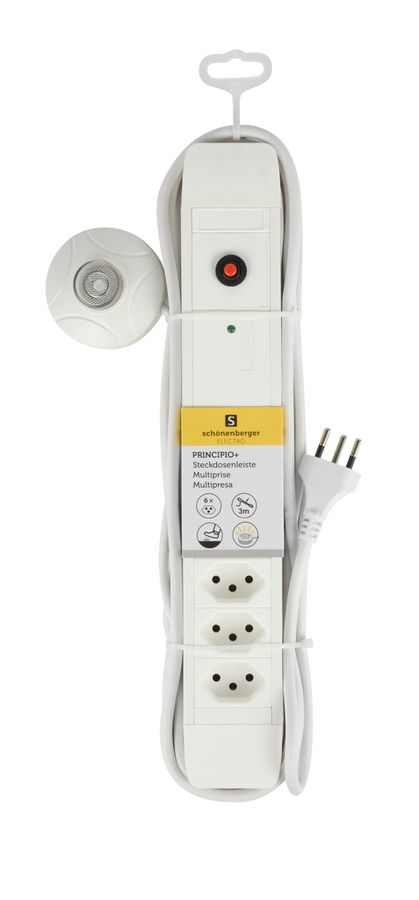 PRINCIPIO+ ext. Schalter 6xT13 - 6xT13, 3m Kabel, H05VV-F 3G1mm2, weiss,  kein Kinderschutz, mit ext. Schalter