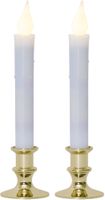 LED Dinner Kerze 2er Pack Mette - Indoor, Messing, 23cm Höhe, Timerfunktion