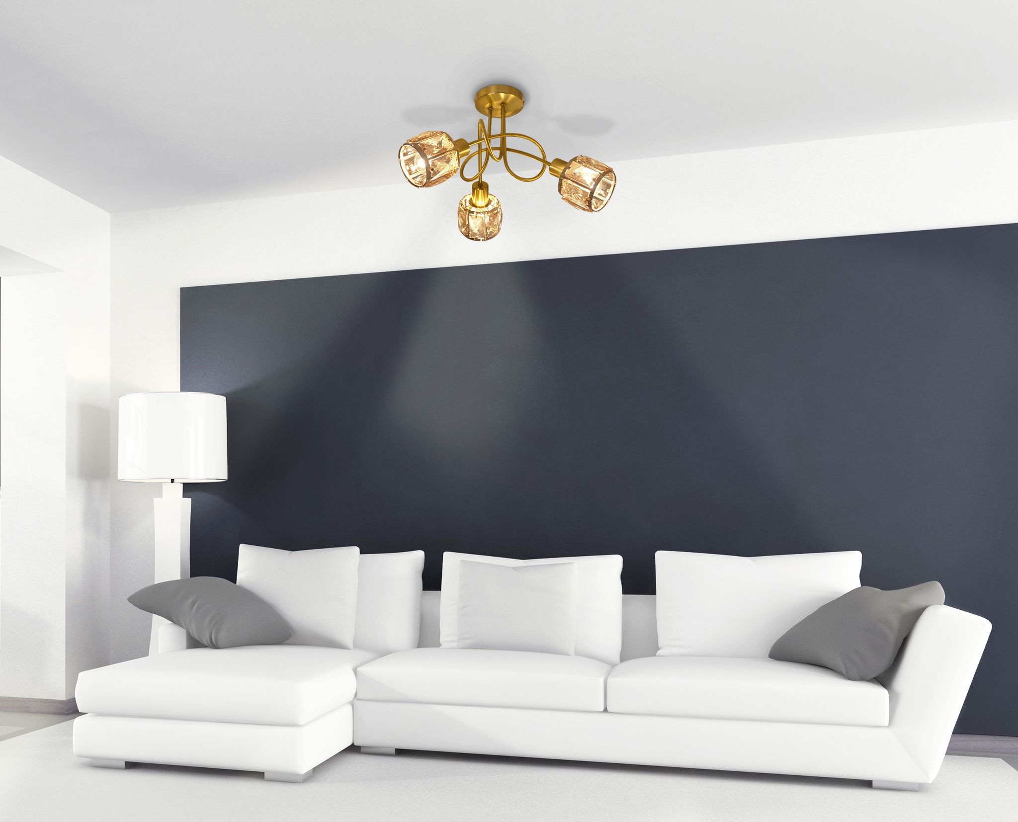 LED Deckenleuchte Josefa (3er Spot) - E14, 3x4W, 3x475lm, 3000K, IP20, gold, nicht dim., inkl. Leuchtmittel, D=380mm, H=240mm
