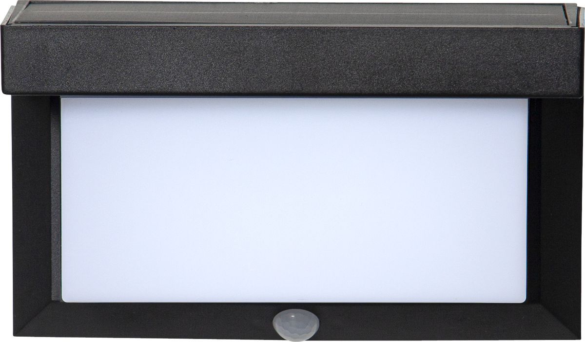 Solar-Wandleuchte VALLA - 3.7V DC, 3W, 800/200lm, 6500K, IP44 , schwarz, Bewegungs-/Dämmerungsensor, L=200mm, B=90mm, H=120mm