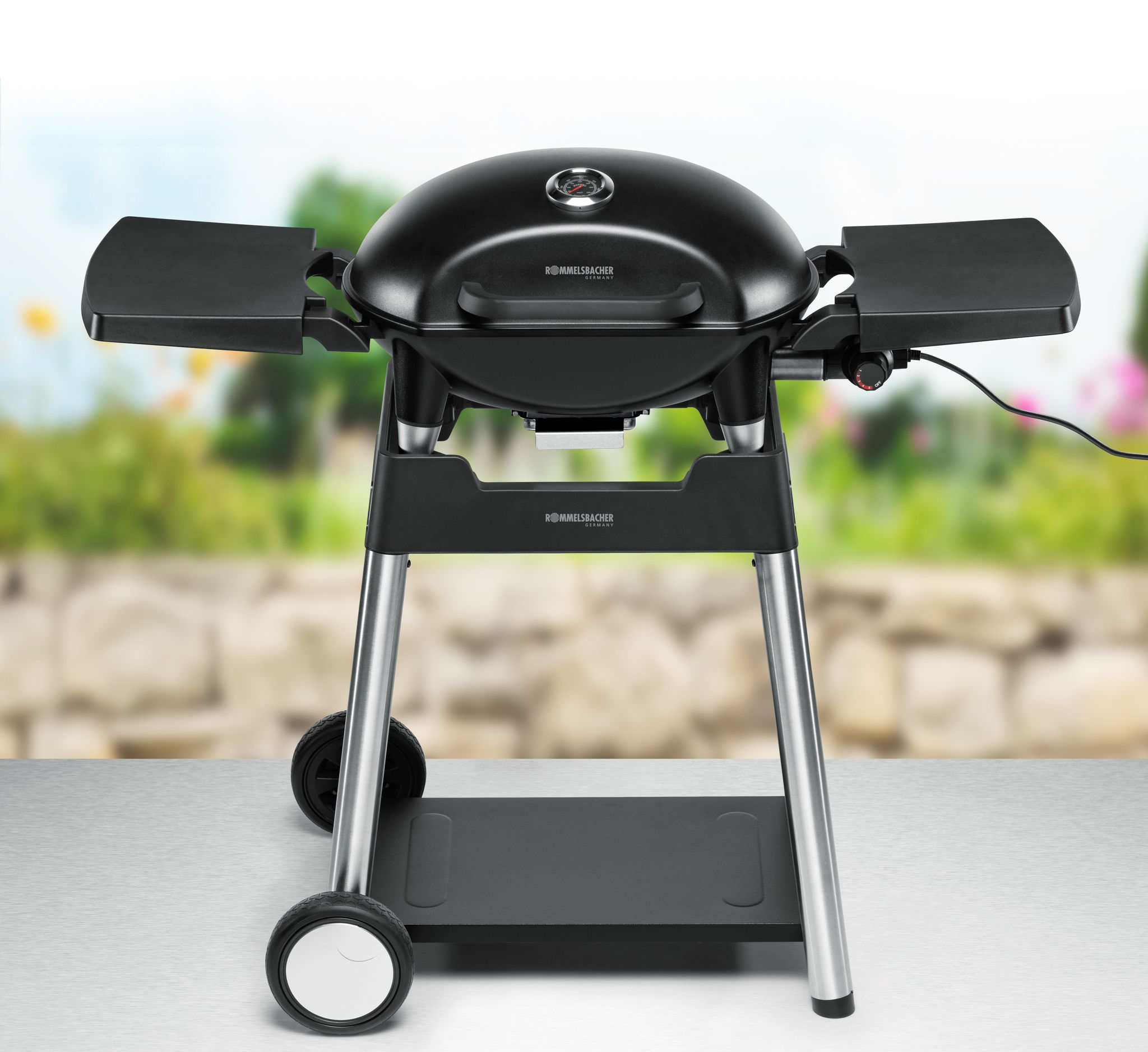 Barbecue grill mit grillwagen BBQ 4100 - 2200W, Edelstahl, Schwarz