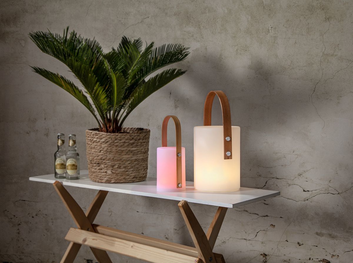 Outdoor-Laterne LUCIE - Weiss, 34 x 17 cm, warm&kaltweiss, wiederaufladbar