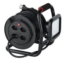 Avvolgicavi - 15m Kabel, H05VV-F 3G1.0, IP20, Thermoschutzschalter, schwarz, LED, 10W, 800lm, 3000K