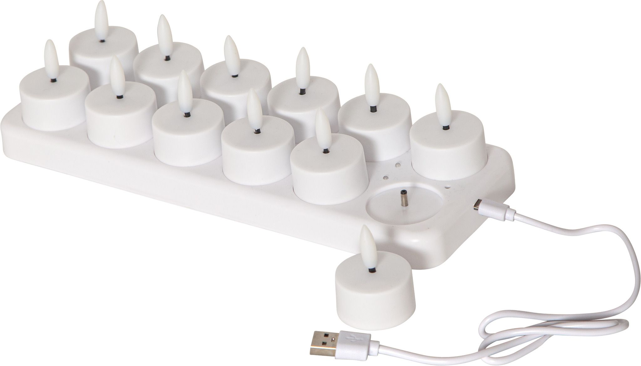 LED Kerz Flamme Charge - Indoor, Weiss