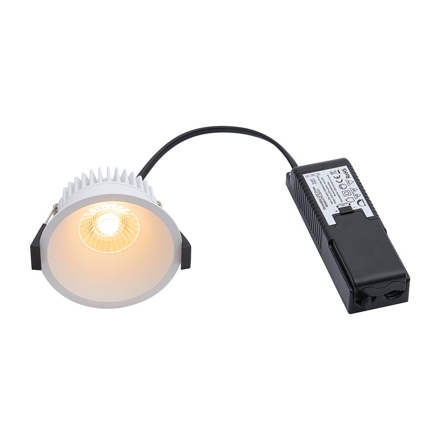 LED Einbaudownlight ALBRIC - 8W, 535lm, 2700K, IP44, CRI 90, weiss, dimmbar, D=90mm, H=49mm, BL=83mm