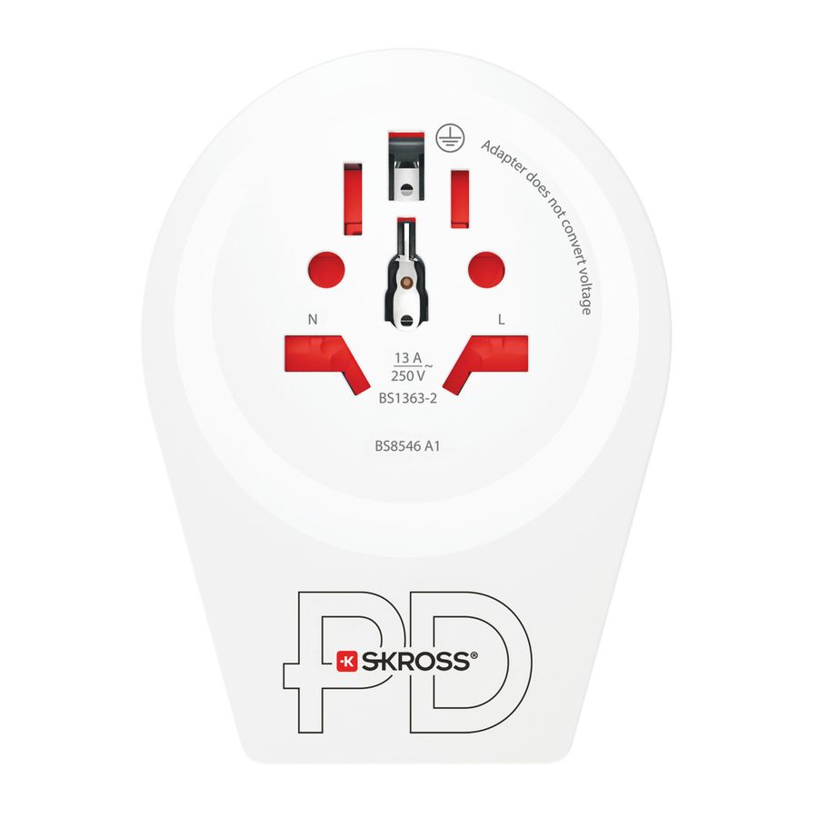 World to Europe USB C20PD - Out: Schuko, In: CH, IT, 2-Pol EU, UK, BRA, USA/Japan, AUS/China, 1xUSB-C PD