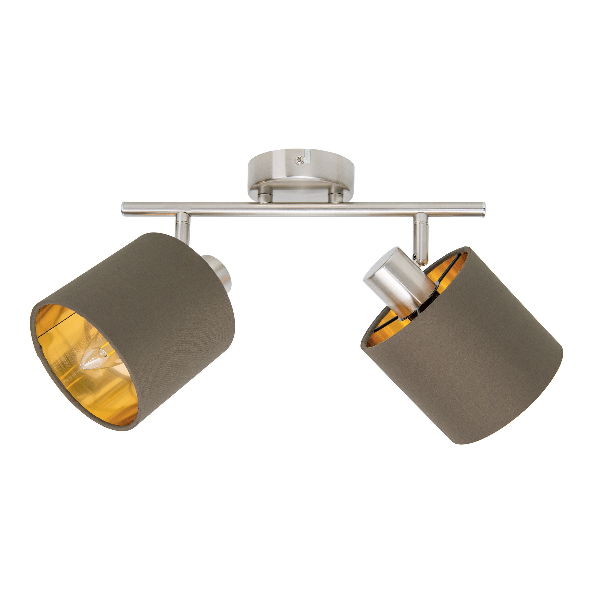 Wand-und Deckenleuchte MARON G (2er Spot) - E14, max. 2x40W, IP20, nickel + braun + gold, nicht dimbar, exkl. Leuchtm., L=460mm, B=120mm,H=207mm