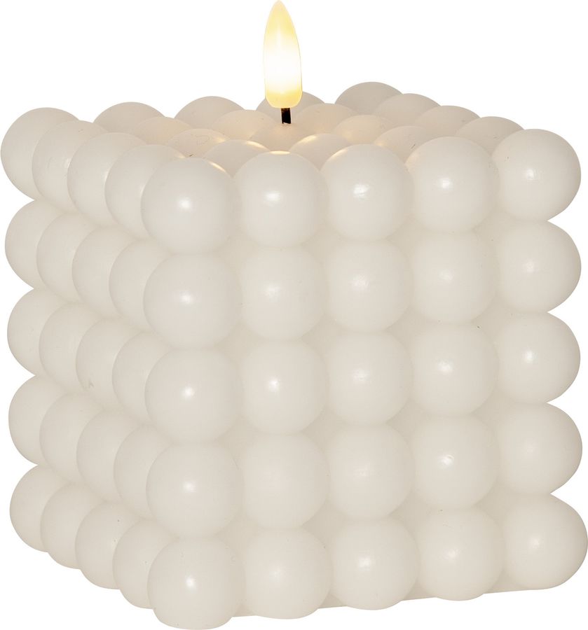 LED Pillar Kerze Flamme Dot - Indoor, Grau, 12.5 cm höhe, Timerfunktion