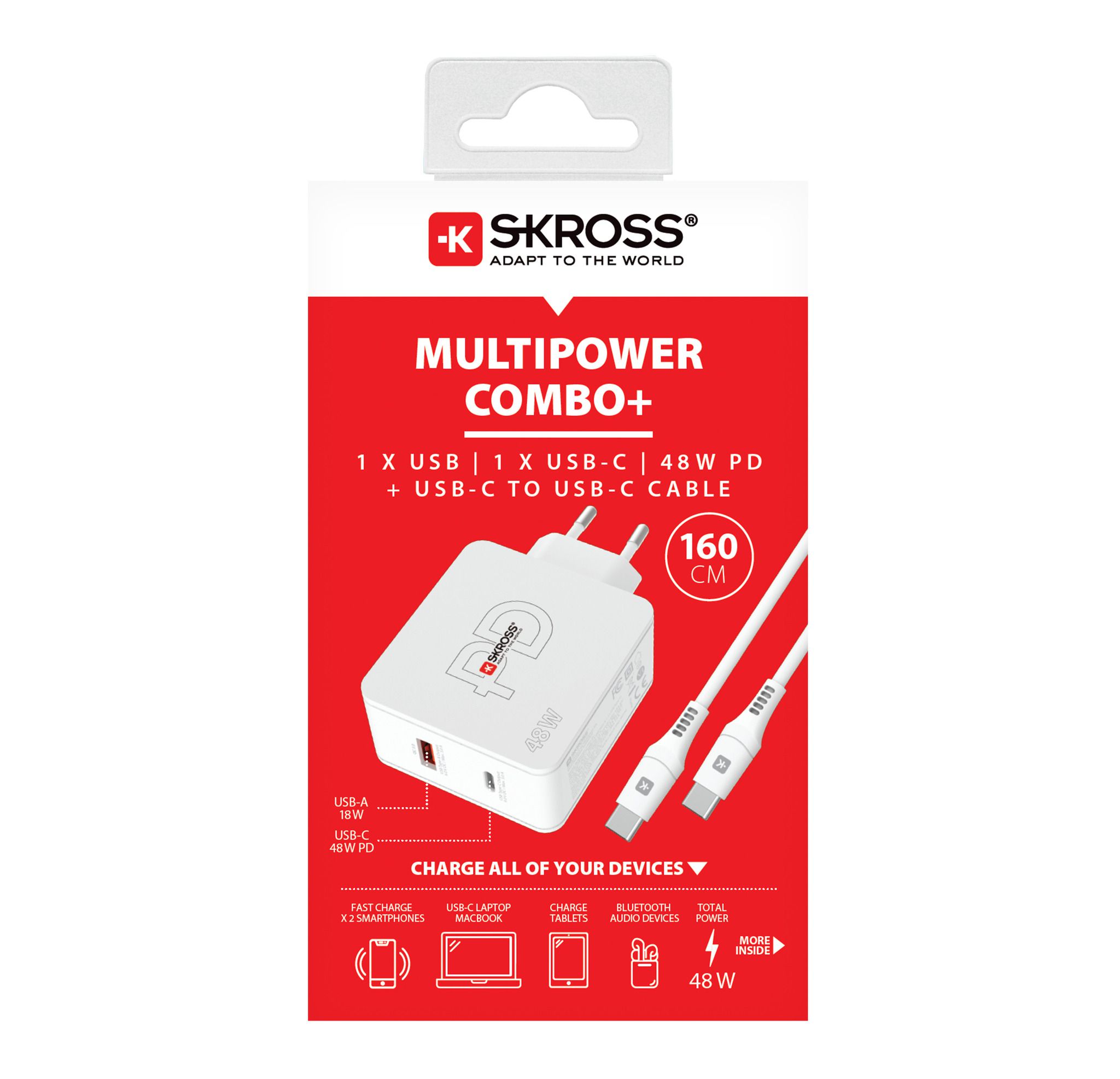 Multipower 2 Pro EU - Out: 2-Pol EU, In: 1xUSB-C PD, max. 48.0W, 1xUSB-A 3.0 QC, max. 18.0W, weiss