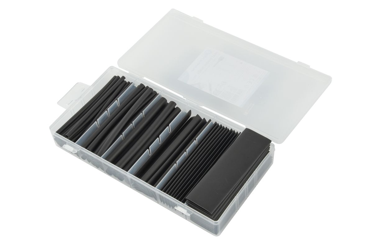 Kit Schrumpfschlauch - schwarz, 90Stk.