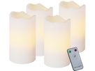 LED Pillar Kerze 4er Pack Advent - Indoor, Weiss, 10cm Höhe, Timerfunktion
