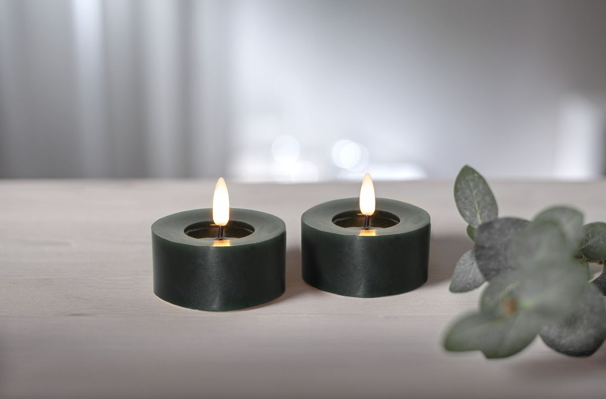 LED Teelicht 2 Pack Flamme Flow - Indoor, Grün, 5.5cm  Höhe, Timerfunktion