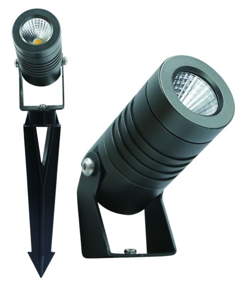 Spot de jardin à LED BOULON RGB - 12V DC, 6W, 200lm, RGB, IP67, CRI 80, 25°, dunkelgrau , dimmbar, D=44mm, L=90mm
