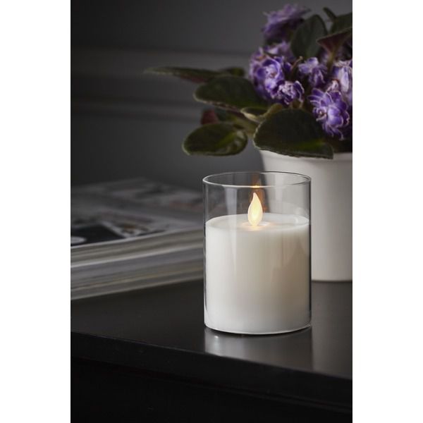 Bougie LED en plastique M-Twinkle - Indoor, Weiss, 10cm Höhe, Timerfunktion