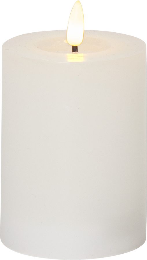 LED Pillar Kerze Flamme Flow - Indoor, Weiss, 12.5 cm höhe, Timerfunktion