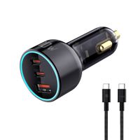 Car Charger 100W 3-Port - Out: C1: 100W PD, C2: 30W, A: 30W inkl. 1.0m 140W USB-C to C Kabel, schwarz