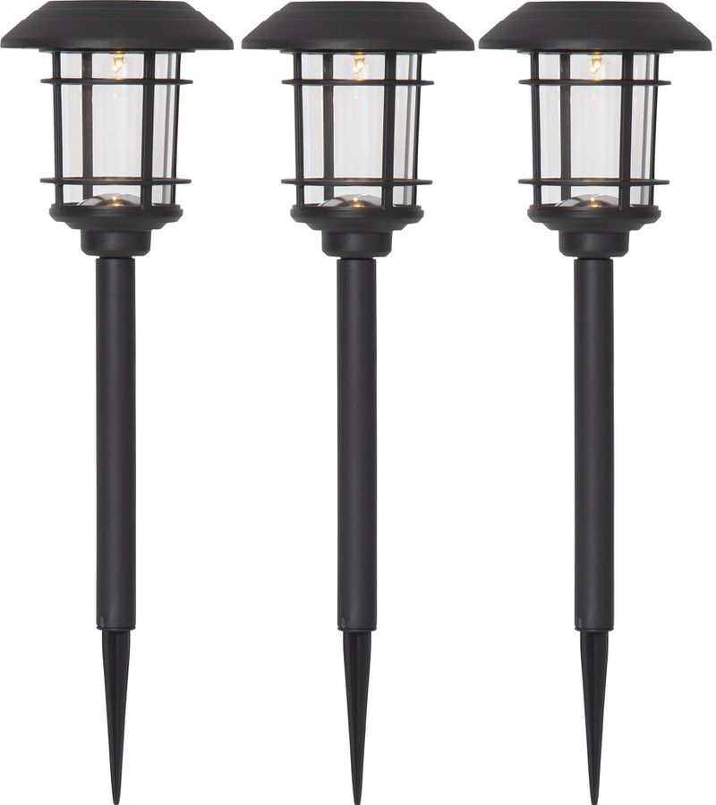 Solar Pollerleucht 3 Pack Fride - Schwarz, Lichtfarbe Warmweiss