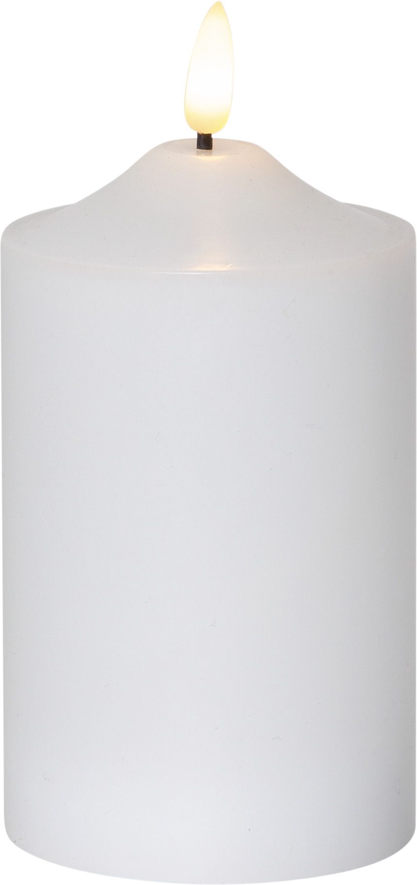 LED Pillar Kerze Flamme - Indoor, Weiss, 15cm Höhe, Timerfunktion