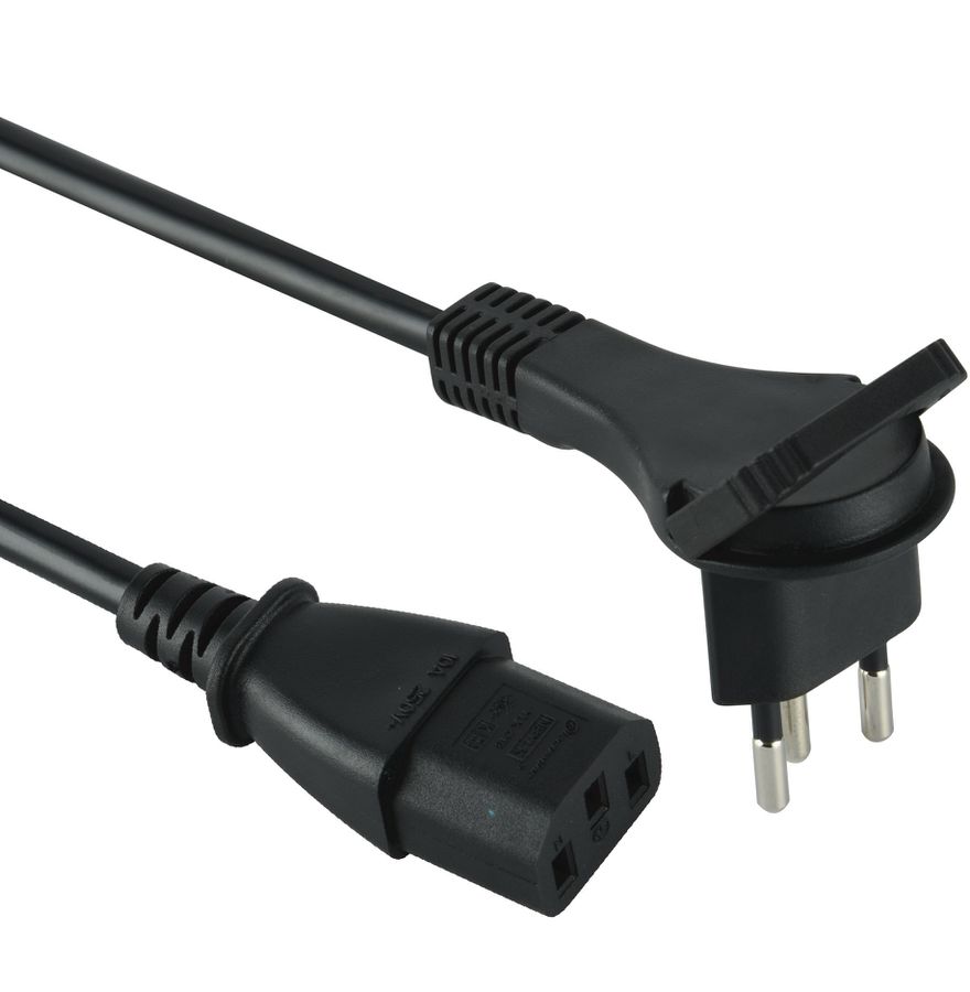 Gerätezuleitung FLAT T12 - C13 schwarz - 2.0m H05VV-F 3G0.75mm2 Kabel, schwarz