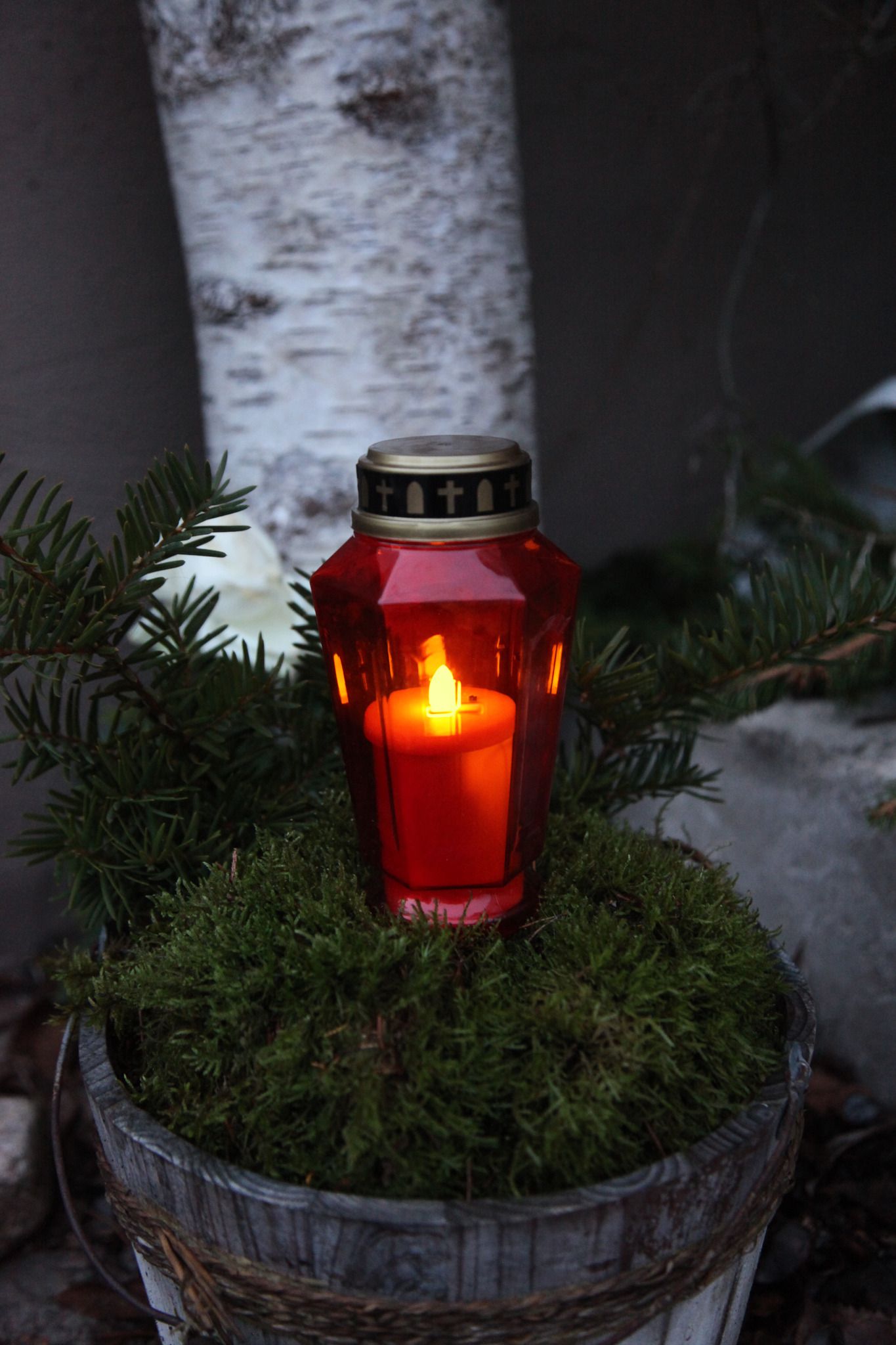Grablicht-Display Serene - Outdoor, Rot, 34cm Höhe, keine Timerfunktion
