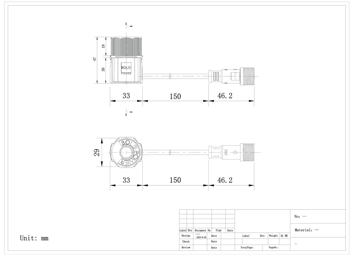 24V Verbinder M18 (0.15m) - 24V, 150W, IP67, 1-Weg-Leiter mit M18-Stecker