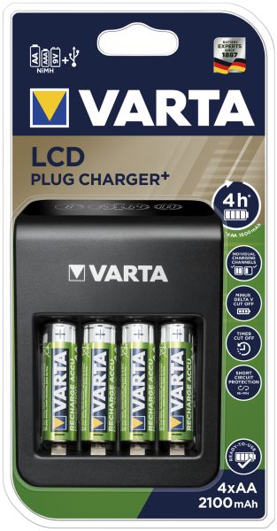 LCD Plus Ladegerät - Lädt AA, AAA, 9V, USB