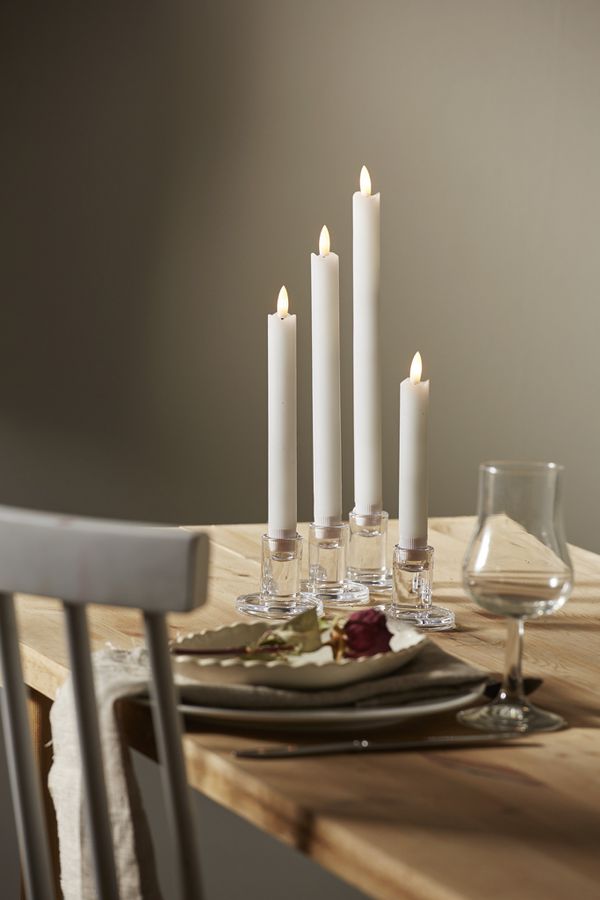 LED Dinner Kerze 4er Pack Flamme - Indoor, Weiss, 28.5cm Höhe, Timerfunktion