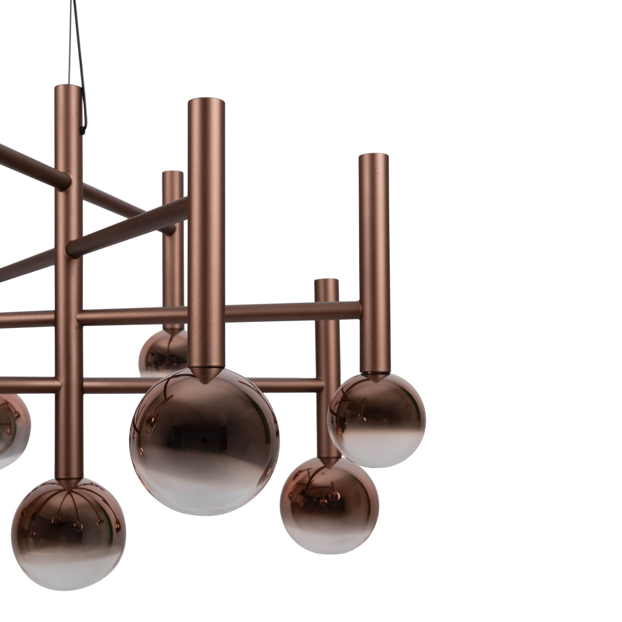 9er LED Pendelleuchte  SINGAPUR : 65cm kupfer - IP20, LED-Modul, Kupfer