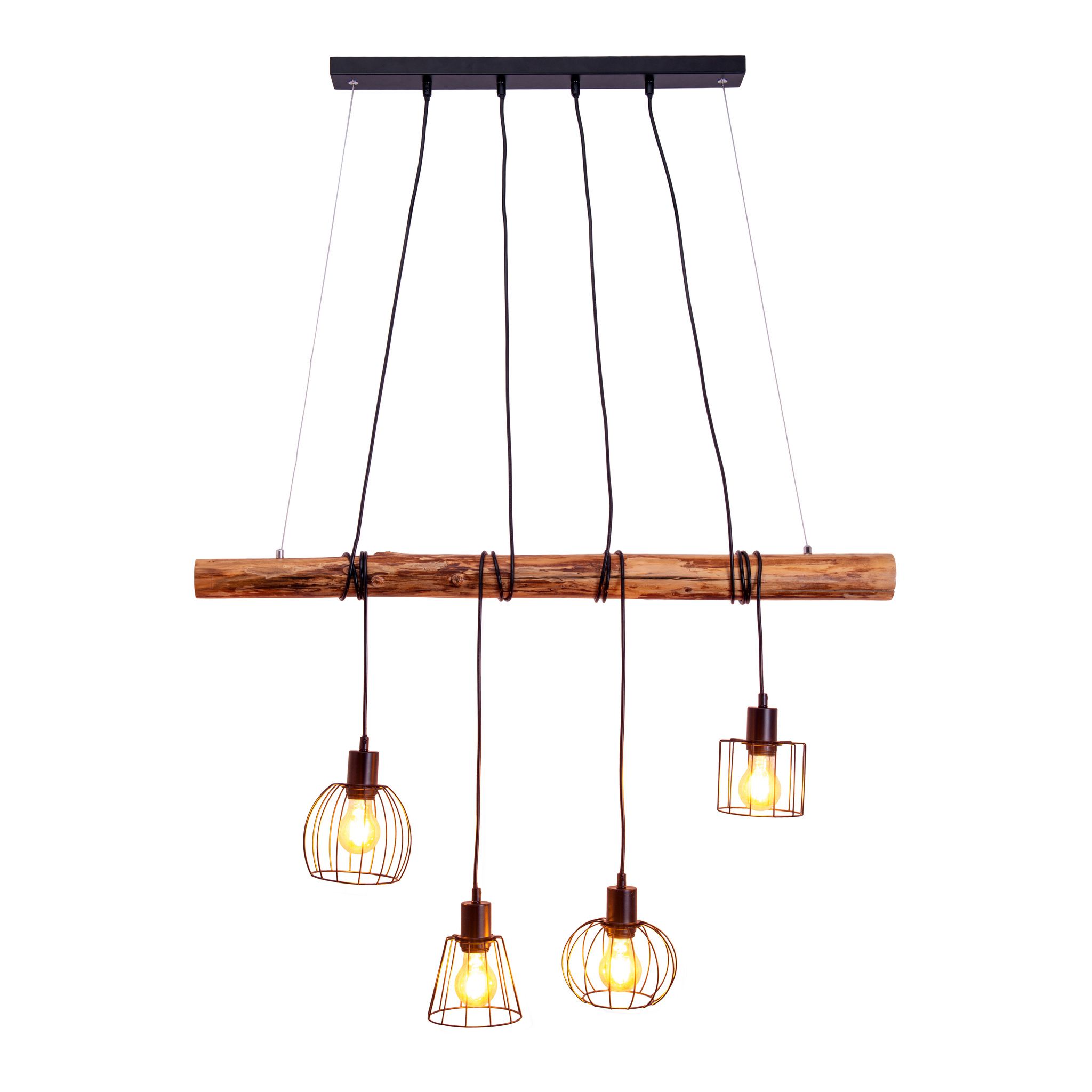 4er Pendell: WOODLAND L: ca. 100 cm - E27, IP20, 40W, 230V