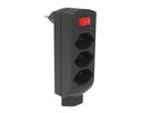 Fiche de dérivation 4xT.13 - 4xT13, senkrecht untereinander angeordnet, Stecker T12, inkl. Schalter, schwarz