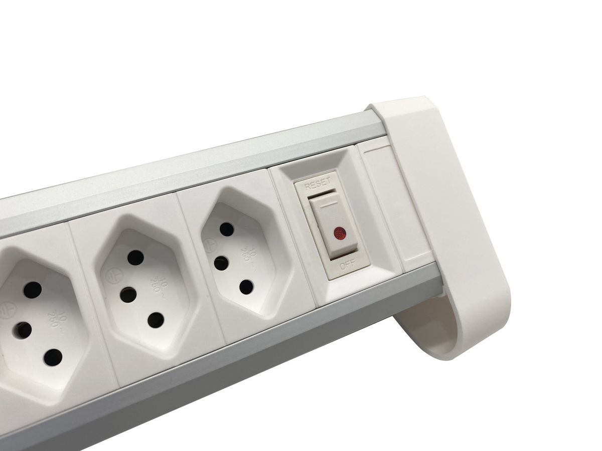 ALU DESKTOP USB-C - 4xT13, 1x USB-C / 2x USB-A max. 3.4A / PD 20W, 2.0m Zuleitung, weiss