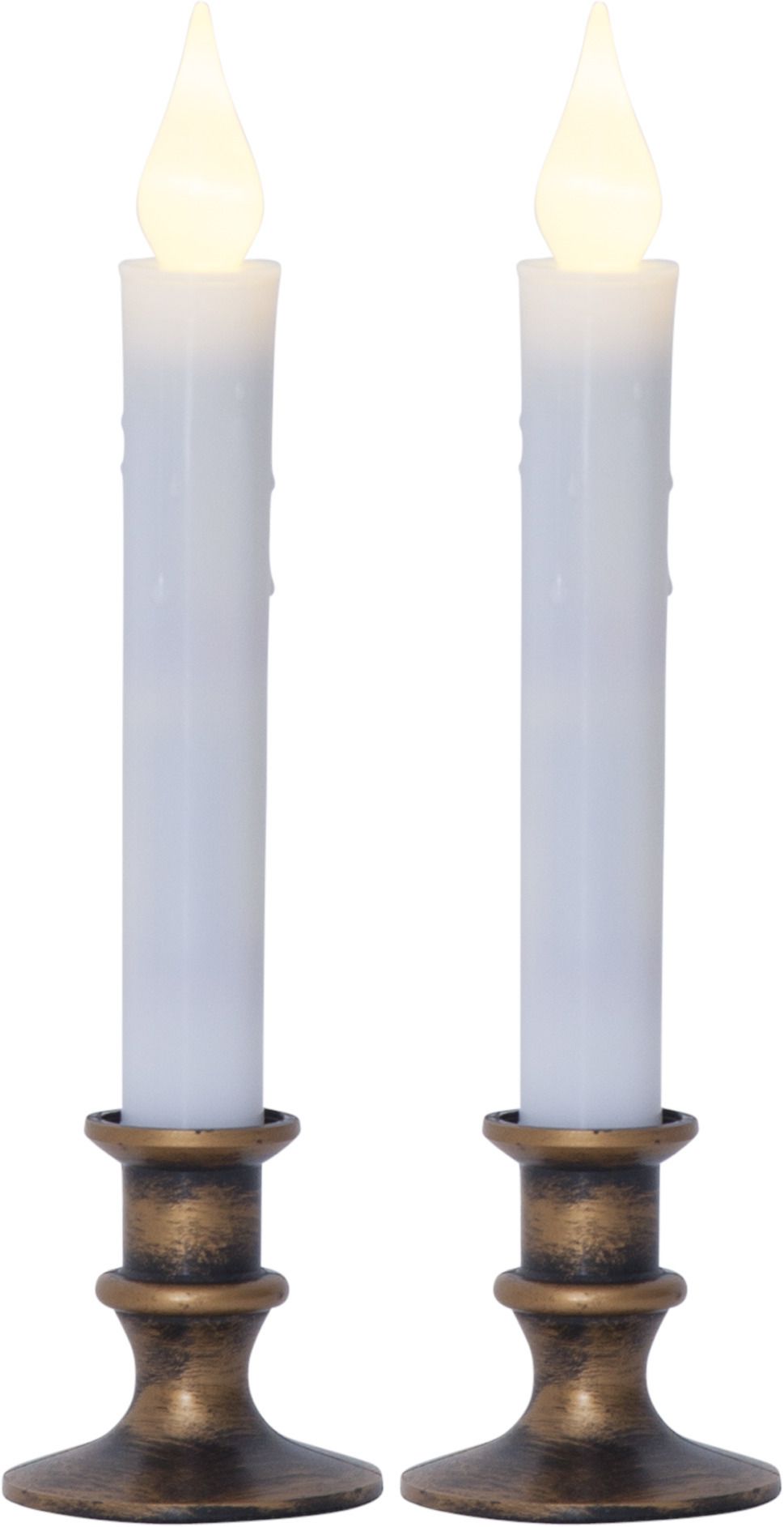 LED Dinner Kerze 2er Pack Mette - Indoor, Bronze, 23cm Höhe, Timerfunktion