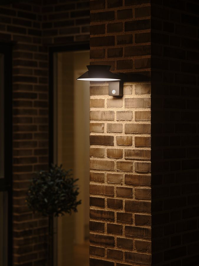 Solar-Wandleuchte Justina Schwarz - 5W, 3000K, 400lm, IP44