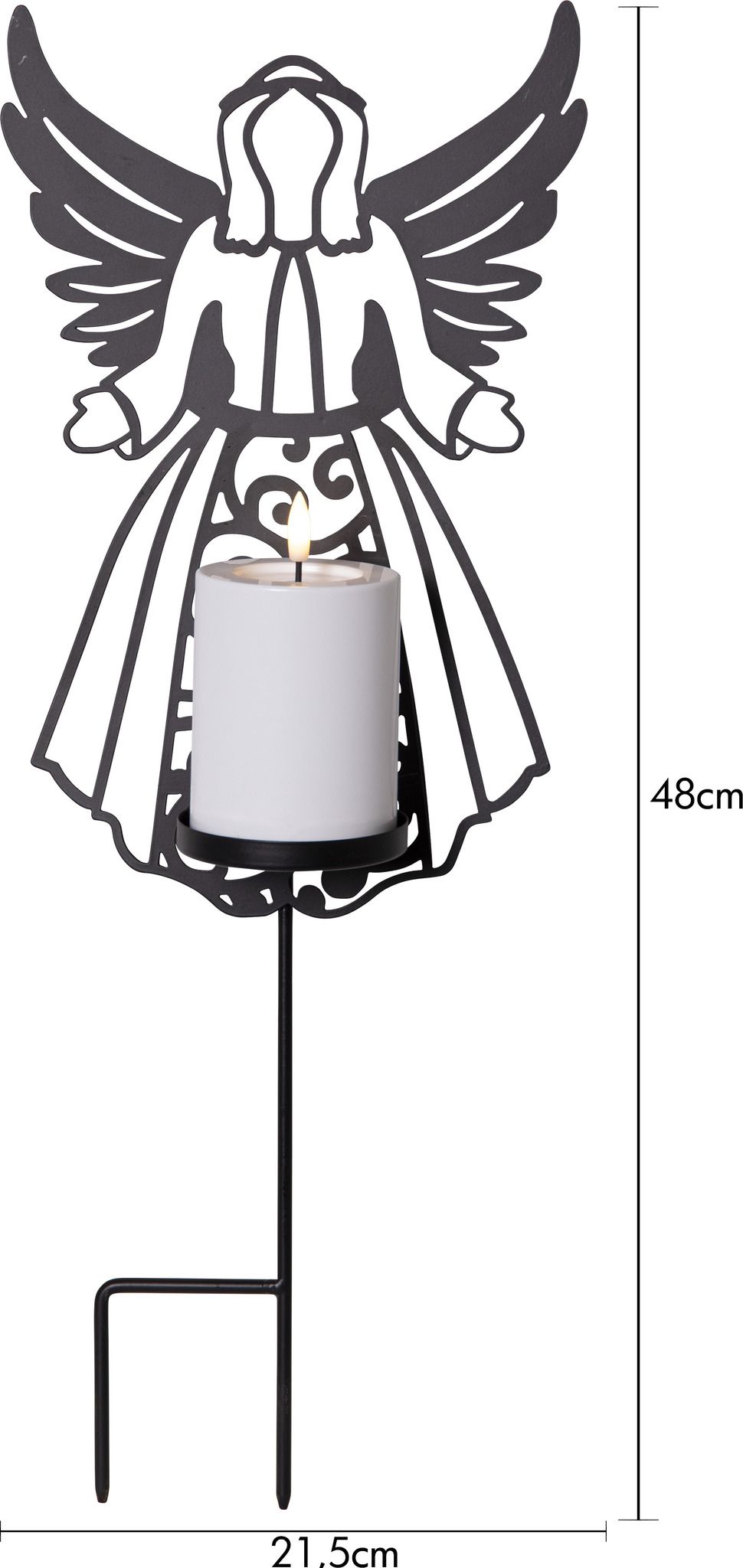 LED Memorial Kerze Flamme Deco - Indoor, Outdoor, Schwarz, 48.00 cm Höhe, Timerfunktion