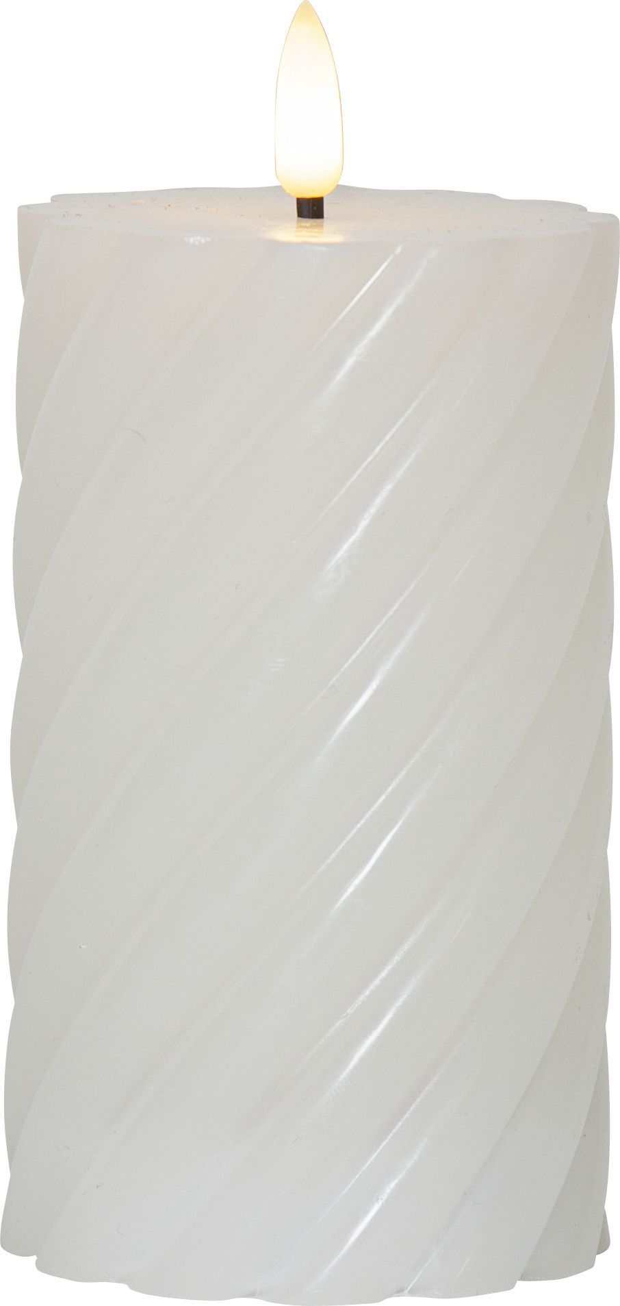 LED Pillar Kerze Flamme Swirl - Indoor, Weiss, 15.00 cm Höhe,  Timerfunktion