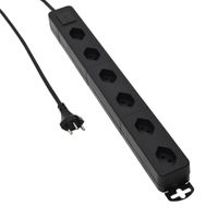 Standard Line Quer Multiprise - 6xT13, 1.5m Kabel, H05VV-F 3G1mm2, schwarz,  kein Kinderschutz